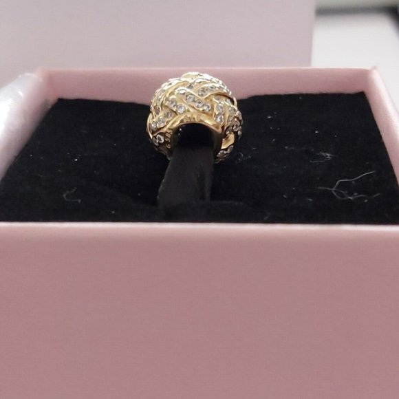 Pandora 14K GOLD  SPARKLING LOVE KNOT CHARM 750991CZ - Picture 4 of 12